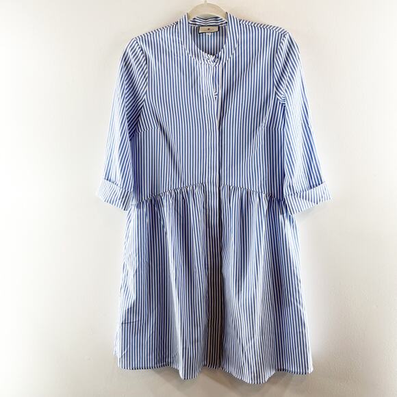 Tuckernuck Striped 3/4 Sleeve Royal Shirt Mini Dress Blue XS - Picture 2 of 10